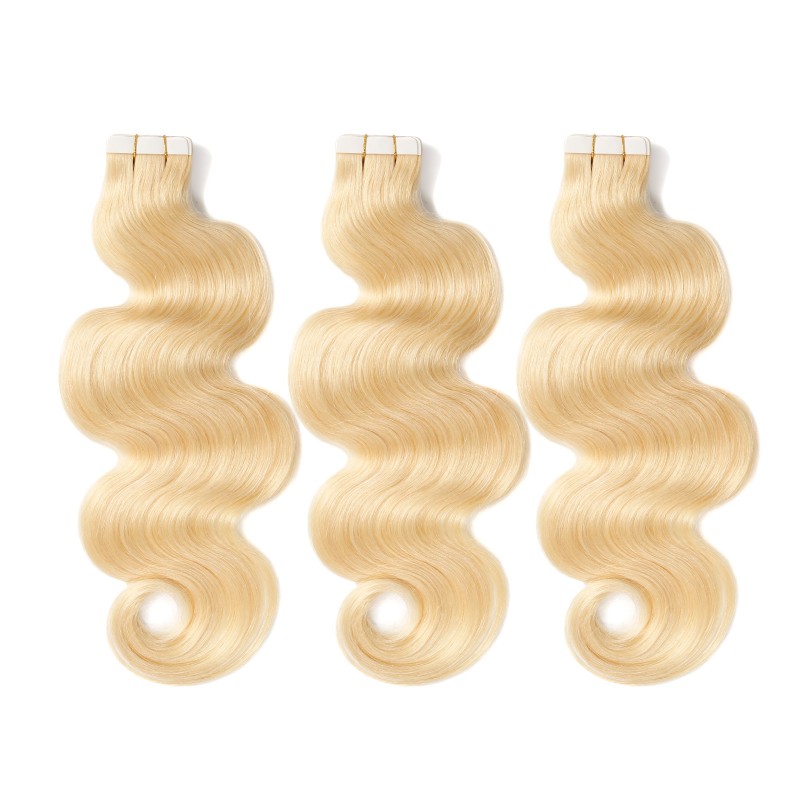 Human Hair #613 Blonde Body Wave Tape In Extensions（20pcs/set）
